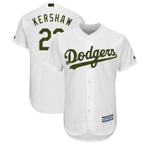 Dodgers #22 Clayton Kershaw White New Cool Base 2018 Memorial Day Stitched MLB Jersey